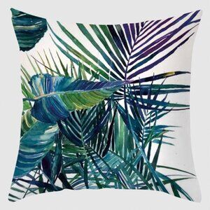 Blue & Purple Tropical Palms Pillow Cover